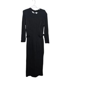 Joseph Ribkoff Vintage Black Belted Maxi Sweater Dress Size 16